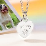 Personalizado Paw Print Corazón Collar con Nombre de Mascota para Pet Lover Regalo