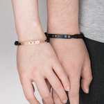 Personalized 2 Pcs Couple Woven Adjustable Bracelet  for Valentine's Day Anniversary Gift