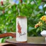 Verre Bouteille Style Vintage Personnalisé avec Fleur de Naissance Aquarelle Cadeau d'Anniversaire