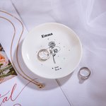 Personalized Birth Flower Ring Jewellery Dish Birthday Mother's Day Gift