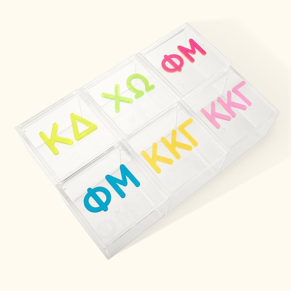 Personalisierte Neon griechischen Alphabet Acryl Catchall Box Sorority Party Geschenk für Frauen