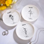Personalized Birth Flower Ring Jewellery Dish Birthday Mother's Day Gift