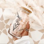 Personalized Birth Flower Tumbler Glass Can with Bamboo Lid and Straw