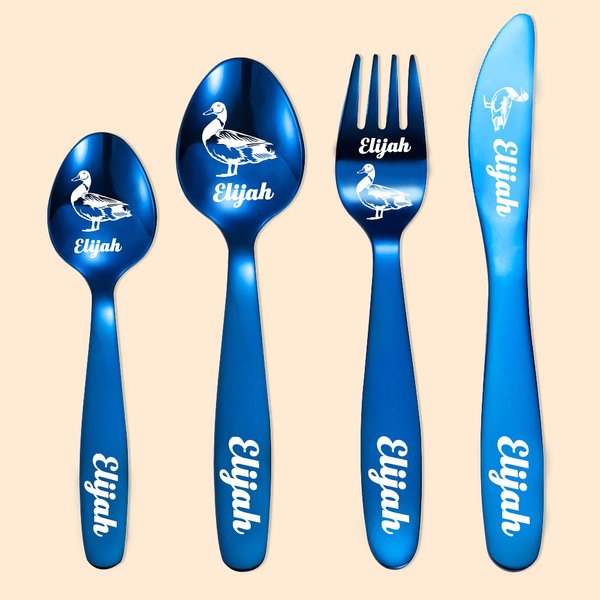Set di posate personalizzate a tema anatra Regalo per bambini