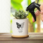 Personalized Memorial Succulent Pot with Half Butterfly Half Birth Flower Condolences Gift