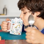 Mug Céramique 330ml Personnalisé avec Noms à Motif Véhicule de Construction Cadeau Anniversaire pour Enfant