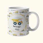 Mug Céramique 330ml Personnalisé avec Noms à Motif Véhicule de Construction Cadeau Anniversaire pour Enfant