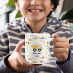Mug Céramique 330ml Personnalisé avec Noms à Motif Véhicule de Construction Cadeau Anniversaire pour Enfant