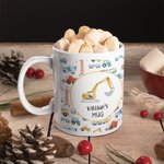 Mug Céramique 330ml Personnalisé avec Noms à Motif Véhicule de Construction Cadeau Anniversaire pour Enfant