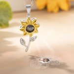 Personalised 100 Languages I love You Photo Projection Sunflower Necklace