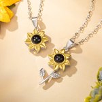 Personalised 100 Languages I love You Photo Projection Sunflower Necklace