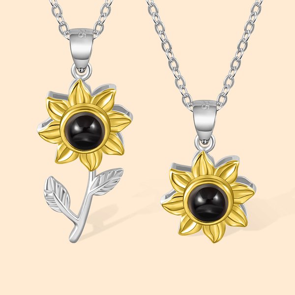 Collar Girasol Personalizado 100 Languages I love You Photo Projection