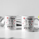 Mug de Couple Personnalisé avec Nom Thème Je Veux Juste Toucher Tes Fesses Tout le Temps Cadeau d'Anniversaire Saint-Valentin pour Lui