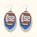Boucles d'Oreilles de Football Américain Personnalisées avec Numéros Paillettes et Triple-Couche Cadeau pour Maman Joueuse