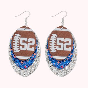 Pendientes personalizados en forma de balón de fútbol con triple capa de purpurina y número de jersey para mamá futbolera Amante del fútbol