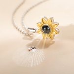Personalized Sunflower with 100 Languages I Love You Photo Projection Necklace