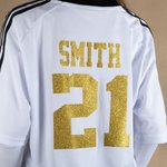 Gepersonaliseerd Vrouwen Glitter Voetbalshirt met Naam en Nummer op Rug Voetbalshirt