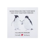 Gepersonaliseerde hart kristal zirkoon pinguïn paar hanger ketting met gegraveerde namen Valentijnsdag jubileum cadeau voor geliefde