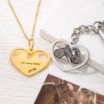 Porte-Clé ou Collier Cœur Personnalisé avec Photo Gravée Portrait avec Cheval Cadeau Anniversaire pou Amoureux de Cheval