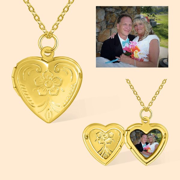 Personalizada Flor Corazón Relicario Collar con Foto Memorial Joyería Regalo