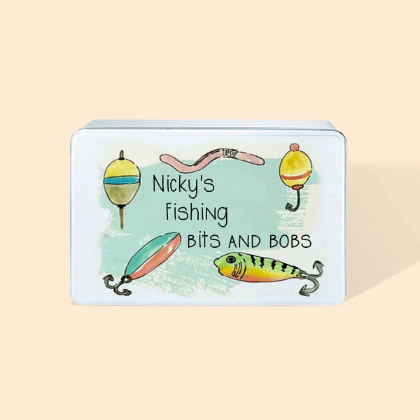 Personalised Metal Storage Tin Novelty Fishing Box