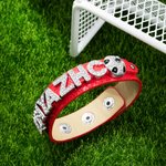 Bracelet en Cuir Personnalisé avec Breloques de Ballon et Lettes Séparées du Nom Cadeau de Compétition Sport pour Amoureux de Sport avec Ballons