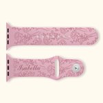 Bracelet Montre Personnalisé avec Nom et Fleur de Naissance Bracelet en Silicone pour Montre Apple Samsung Cadeau Fête des Mères Anniversaire