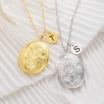 Gepersonaliseerde bloemenzak ketting met initiaal fotoherinnering cadeau voor haar