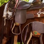 Personalized 2 Pcs Cowhide Leather Saddle Stirrup Hobbles with Glittering Monogram Name Birthday Horse Riding Gift for Horse Lovers