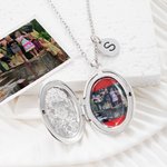 Gepersonaliseerde bloemenzak ketting met initiaal fotoherinnering cadeau voor haar