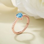 Bague d'Amour Personnalisée avec Pierre de Naissance en Forme de Cœur Cadeau Anniversaire Fête pour Femme