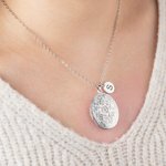 Gepersonaliseerde bloemenzak ketting met initiaal fotoherinnering cadeau voor haar