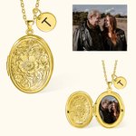 Gepersonaliseerde bloemenzak ketting met initiaal fotoherinnering cadeau voor haar