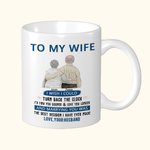 Mug Personnalisé avec Dessin de Couple Âgé Thème I Wish I Could Turn Back The Clock Cadeau Familiale Anniversaire Fête pour Couple Âgé