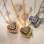 Personalized Sunflower Heart Locket Necklace with 2 Photos and Text Memorial Christmas Birthday Mother's Day Gift for Women