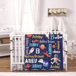 Personalised Space Theme Astronaut Rocket Fleece Soft Blanket with Name Birthday Gift for Kid
