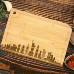 Tabla de cortar de madera de bambú personalizada y grabada con texto Regalo de inauguración de la casa para la familia