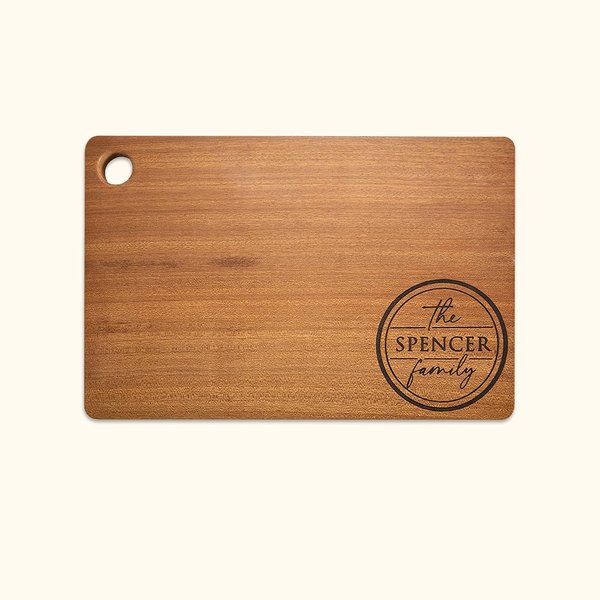 Tabla de cortar de madera de bambú personalizada y grabada con texto Regalo de inauguración de la casa para la familia