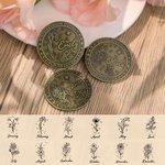 Personalised Brass Flip to Decide Name Decision Maker Coin with Birth Flower and Constellation Couple Gift