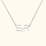 Collier Personnalisé avec Initiales Liées par Coeur Cadeau Anniversaire Saint-Valentin pour Femme Couples