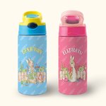 Personalizzato Peter Rabbit 12 oz in acciaio inox Tumbler Flip Top Sippy Cup con cannuccia in silicone Compleanno Pasqua Holiday Gift per bambini