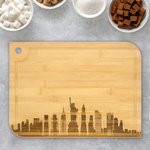 Tabla de cortar de madera de bambú personalizada y grabada con texto Regalo de inauguración de la casa para la familia