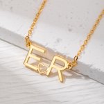 Collier Personnalisé avec Initiales Liées par Coeur Cadeau Anniversaire Saint-Valentin pour Femme Couples