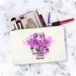 Regalo para Ella Bolsa de Maquillaje Personalizada Flor de Nacimiento