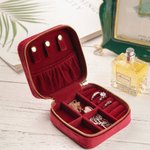 100% Italian Velvet Personalized Portable Jewelry Case with Name Travel Jewelry Box