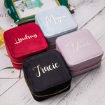 100% Italian Velvet Personalized Portable Jewelry Case with Name Travel Jewelry Box