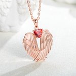 Gepersonaliseerde engel vleugels met geboortesteen ketting voor vrouwen meisjes Memorial Jewelry Gifts