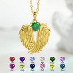 Gepersonaliseerde engel vleugels met geboortesteen ketting voor vrouwen meisjes Memorial Jewelry Gifts