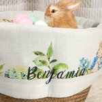 Doublure de Panier Personnalisée avec Nom et Motif de Lapin Pierre et Flopsaut Cadeau de Pâques pour Famille