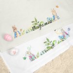 Doublure de Panier Personnalisée avec Nom et Motif de Lapin Pierre et Flopsaut Cadeau de Pâques pour Famille